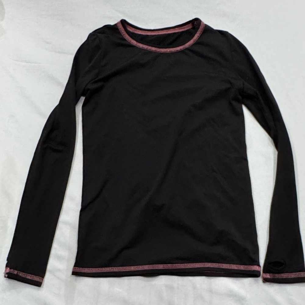 Cuddl Duds Black Long Sleeve Tee with Pink Trim